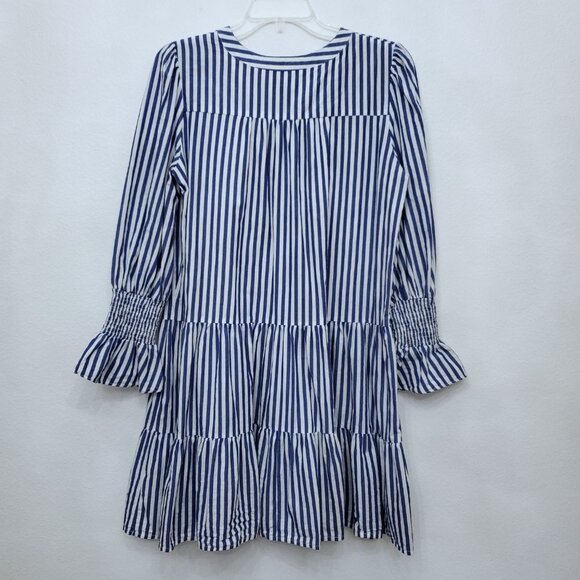 Tuckernuck Pomander Place Blue and White Stripe Cotton Poplin Kenzo Dress Medium - Picture 7 of 13